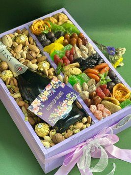 Подарунок з сухофруктами  горішками та напоєм 34895 фото